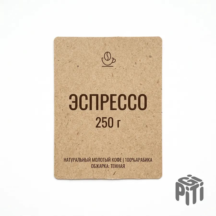 Этикетка кофе на крафтовой бумаге с надписью «Эспрессо 250 г»