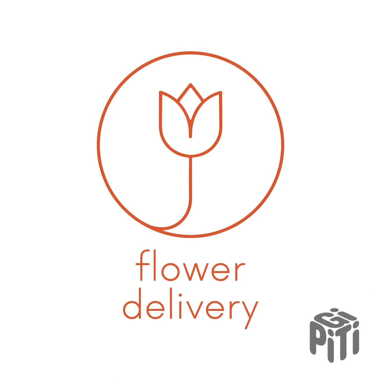 Минималистичный логотип доставки цветов: тюльпан в круге, тонкие линии — изображение, созданное Recraft v4.1 Pro в GIPITI